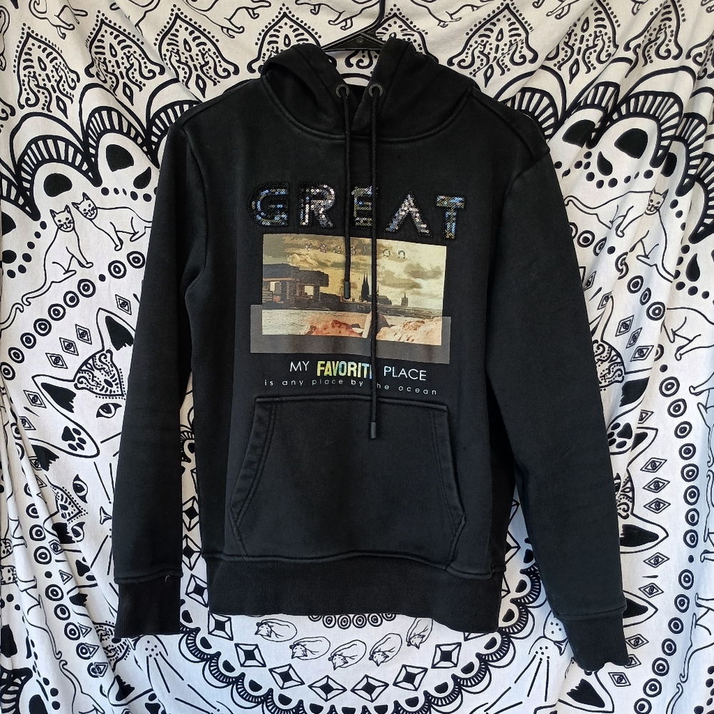XIOS Great Ocean Graphic Sequin Hoodie